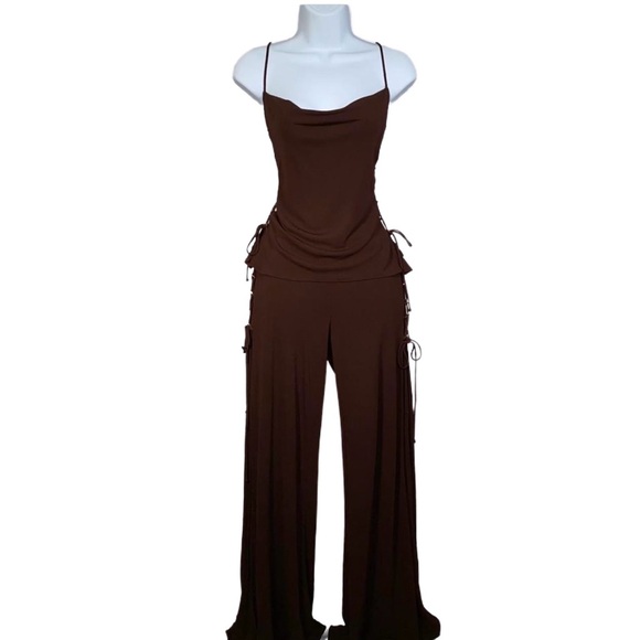 Cache Pants - 90s y2k Cache Brown Set, lace up 🤎